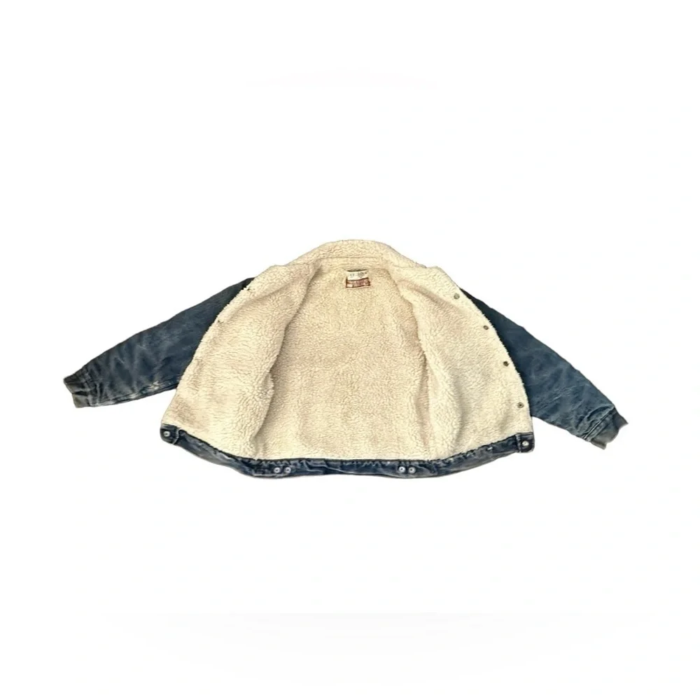 Vintage 70s Sears Roebucks Sherpa Denim Trucker Jean Jacket USA Size 38​ - Picture 5 of 12